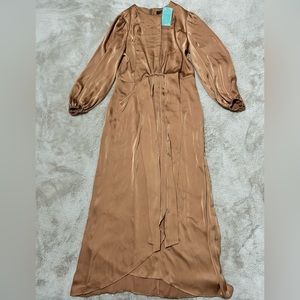 Brown long dress, open side